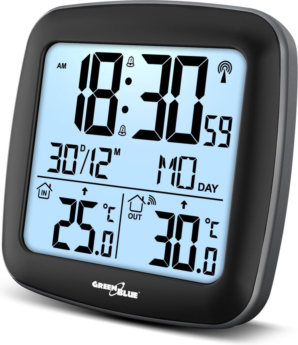 Greenblue draadloos weerstation met dcf gb542 met kalender en alarm