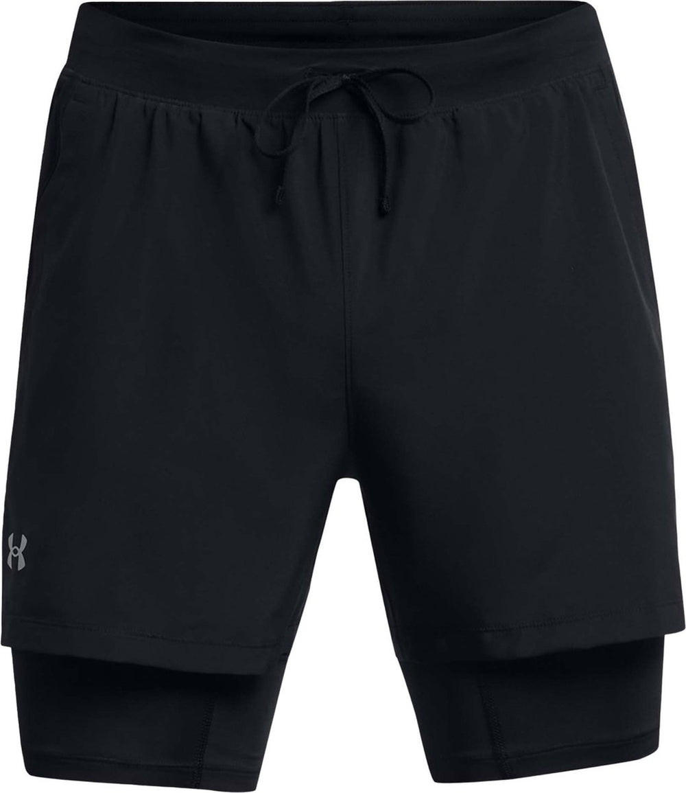 Under armour ua launch 5'' 2-in-1 shorts-blk heren sportbroek - zwart - reflecterend