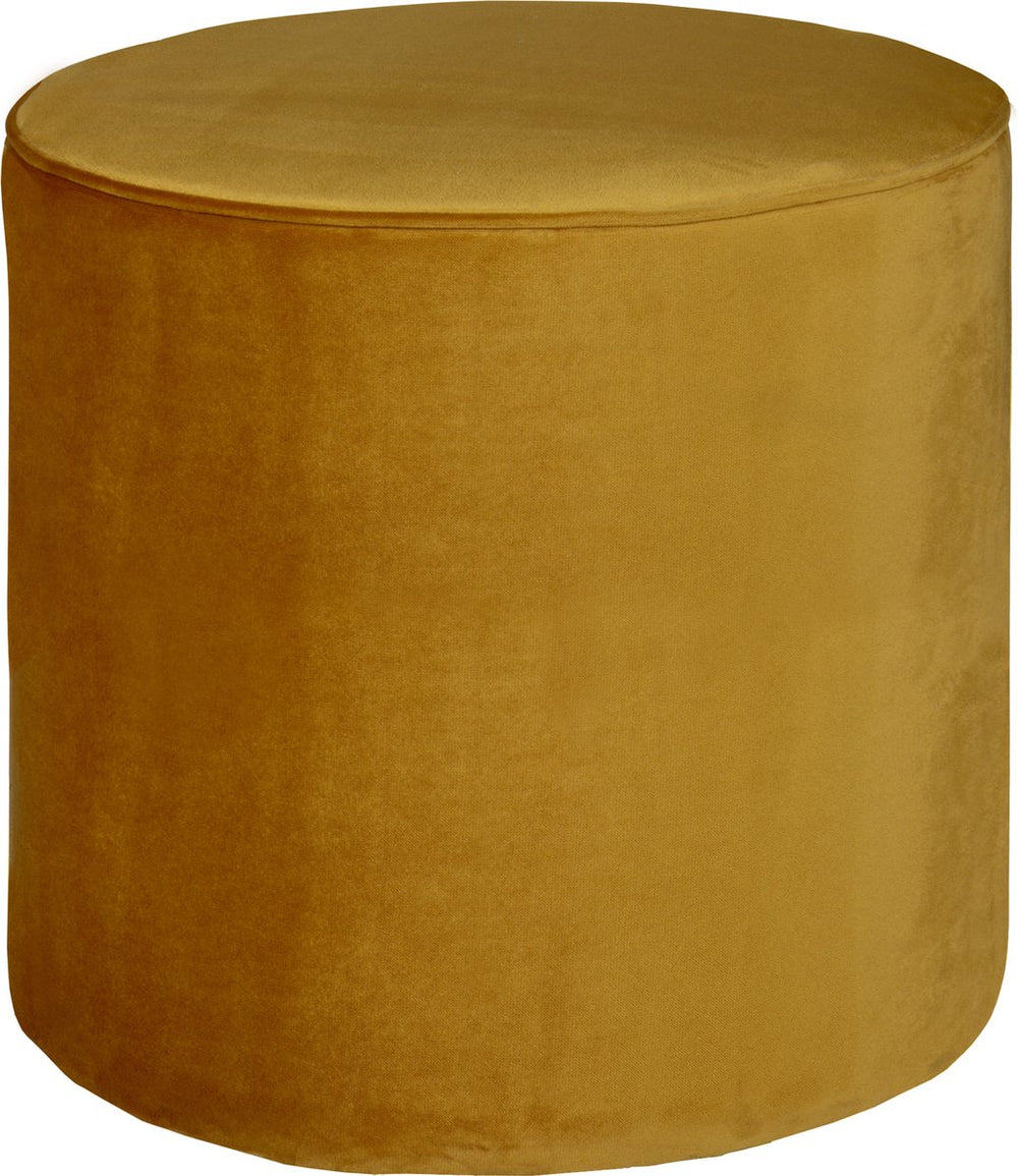 Woood sara poef hoog - velvet - oker - 46x46x46