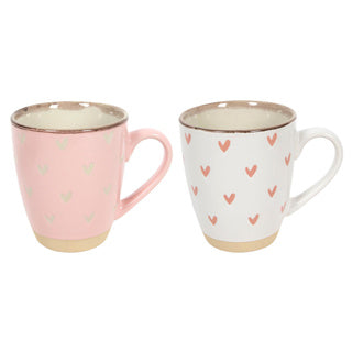 Koffiemok roze wit hartjes 220ml