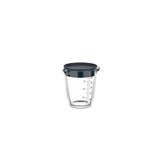 Glazen maatbeker 500ml met deksel navy