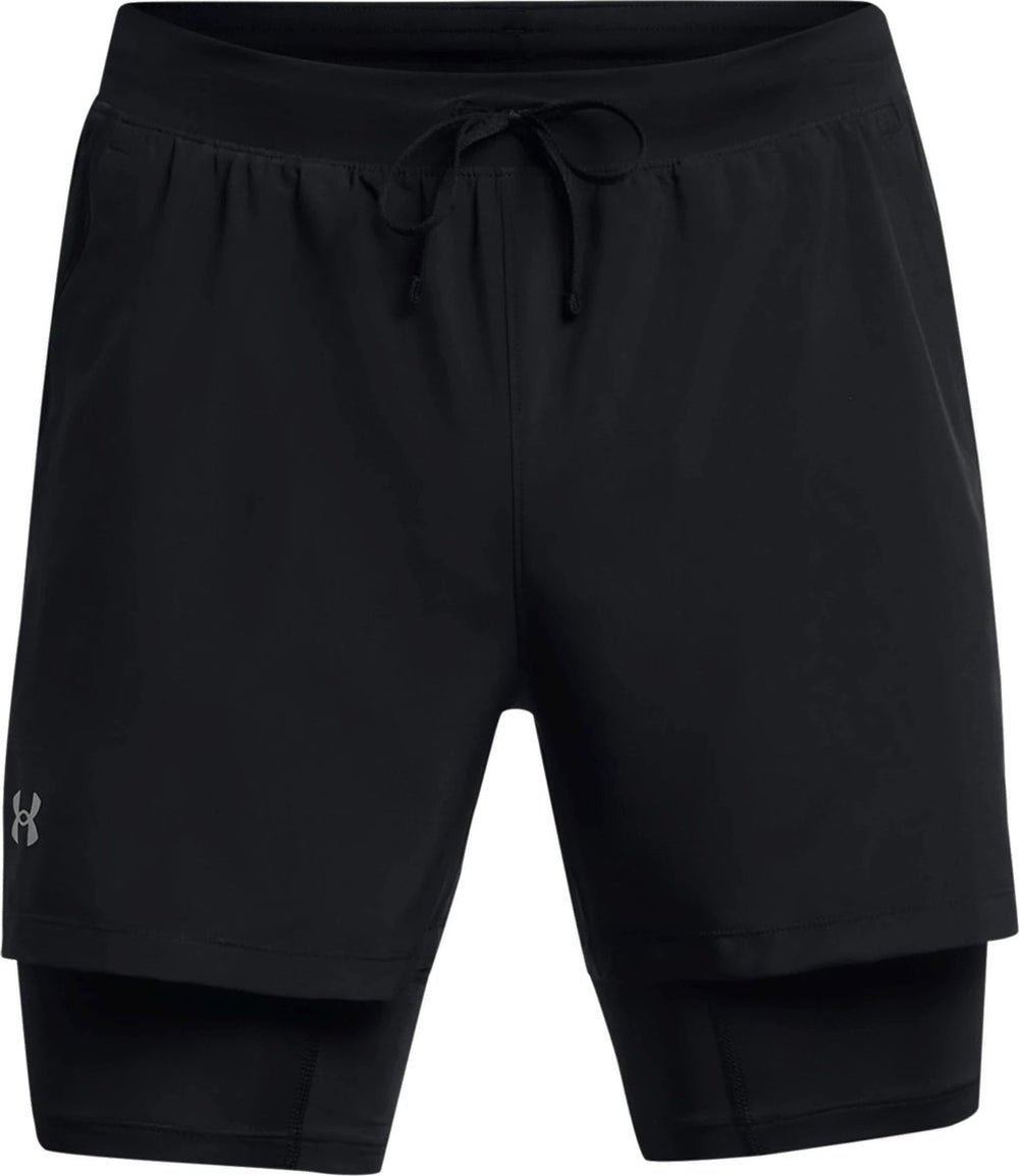 Under armour ua launch 5'' 2-in-1 shorts-blk heren sportbroek - zwart - reflecterend