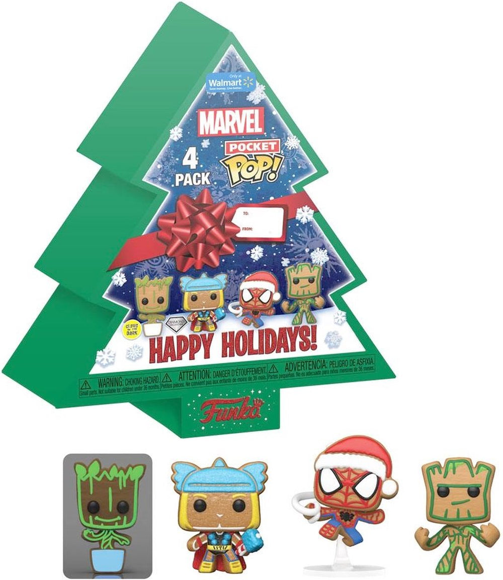 Funko - marvel holiday 2022 pocket pop! 4-pack tree holiday box 4 cm 3d sleutelhanger - multicolours