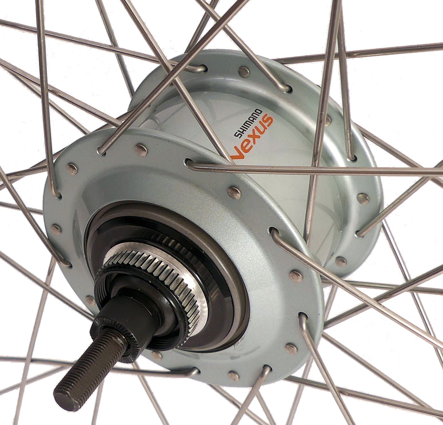 Shimano achterwiel 28 inch nexus 8 naaf (zilver) - zac19 velg (zilver) met rvs spaken - voor schijfrem