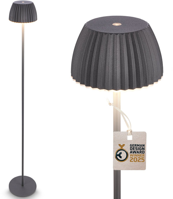B.k.licht briloner champ - oplaadbare vloerlamp - snoerloze staande lamp - dimbaar - in hoogte verstelbaar - voor binnen en buiten - antraciet - ø19 x 124 cm