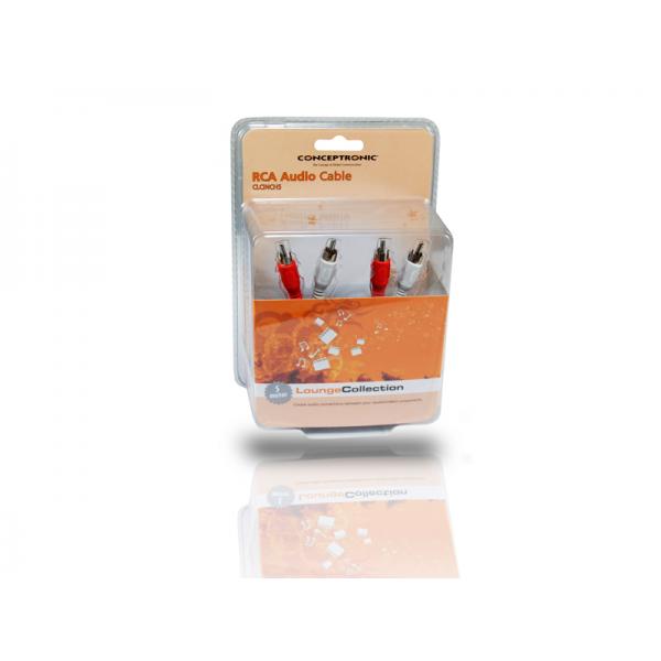 Conceptronic clcinch5 rca audiokabel, 2x rca -> 2x rca, mm, 5m, zwart