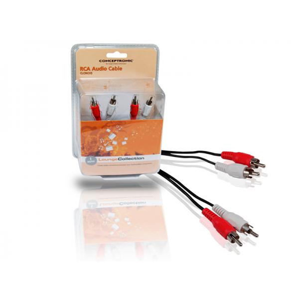 Conceptronic clcinch5 rca audiokabel, 2x rca -> 2x rca, mm, 5m, zwart