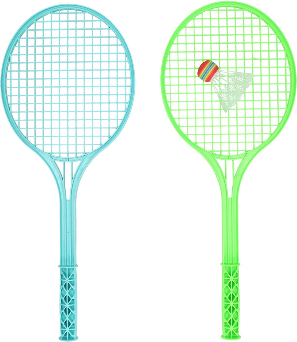 Lobbes tennisrackets junior badminton speelgoed set met shuttle multicolor.
