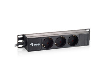Equip 333299 stekkerdoos 3bay cee7 4 w. 1,8m kabel, zwart (10 inch)