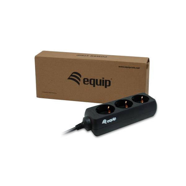Equip 333280 3-outlet power strip, 1.1 m, type f, black, ce, 3 ac outlet(s), 220 - 240 v