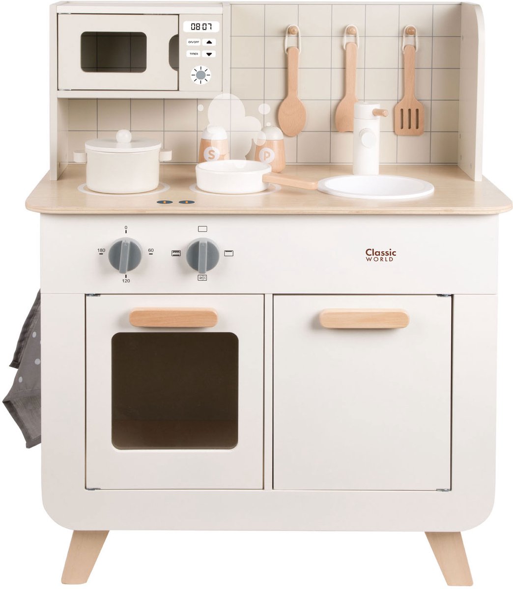 Klassieke wereld houten chef's speelkeuken, 11dlg.