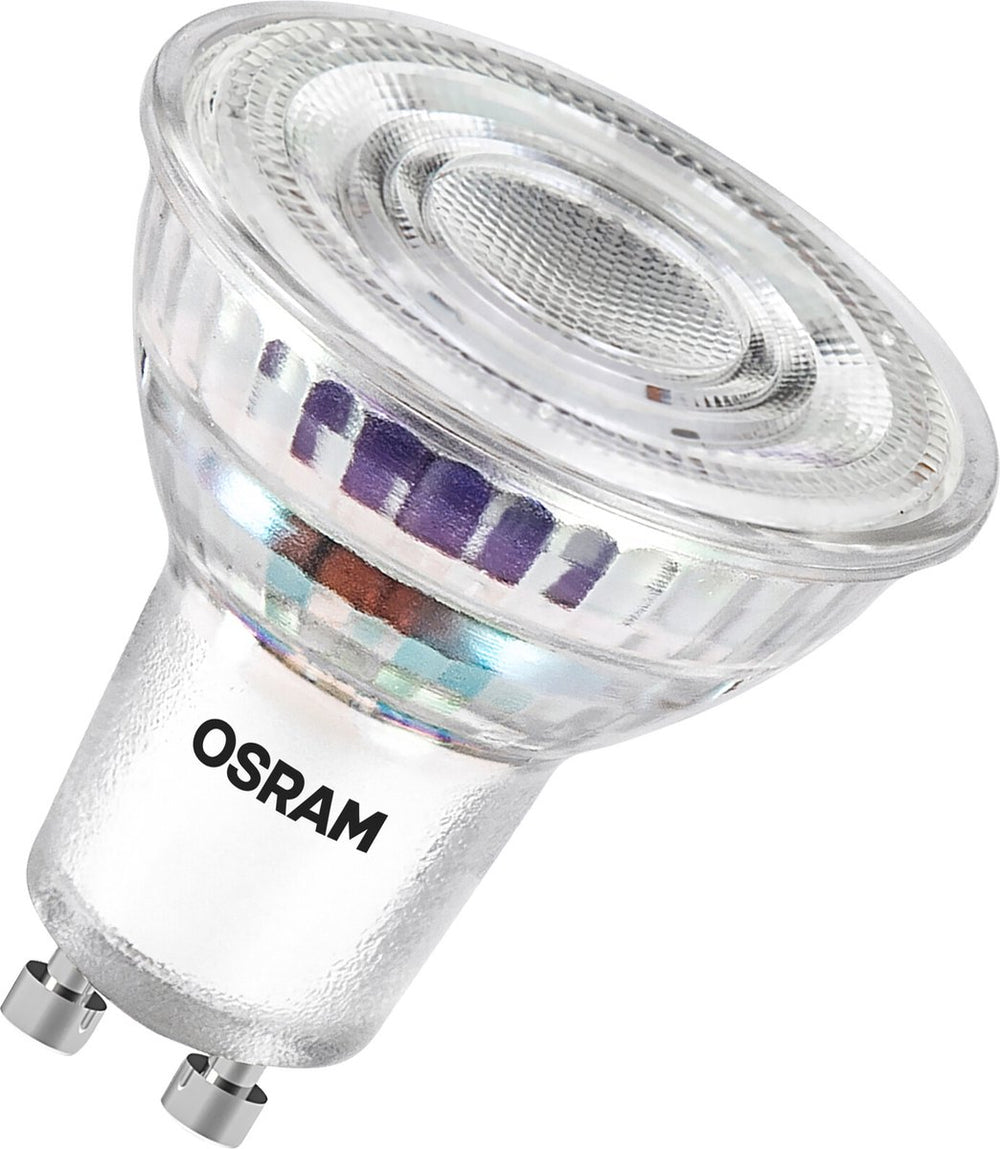 Osram energieklasse led-reflectorlamp par16 met 2 w, 360 lm, koud wit (4000 k) gemaakt van loodvrij glas met gu10 voet in energie-efficiëntieklasse a, 50 mm diameter, ip20.