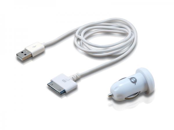 Conceptronic cusbcar2aset apple kabel met auto tablet oplader, 2a
