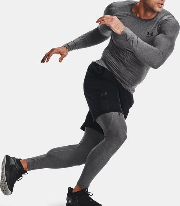 Under armour ua hg armour leggings-gry heren sportbroek - carbon heather - zwart s