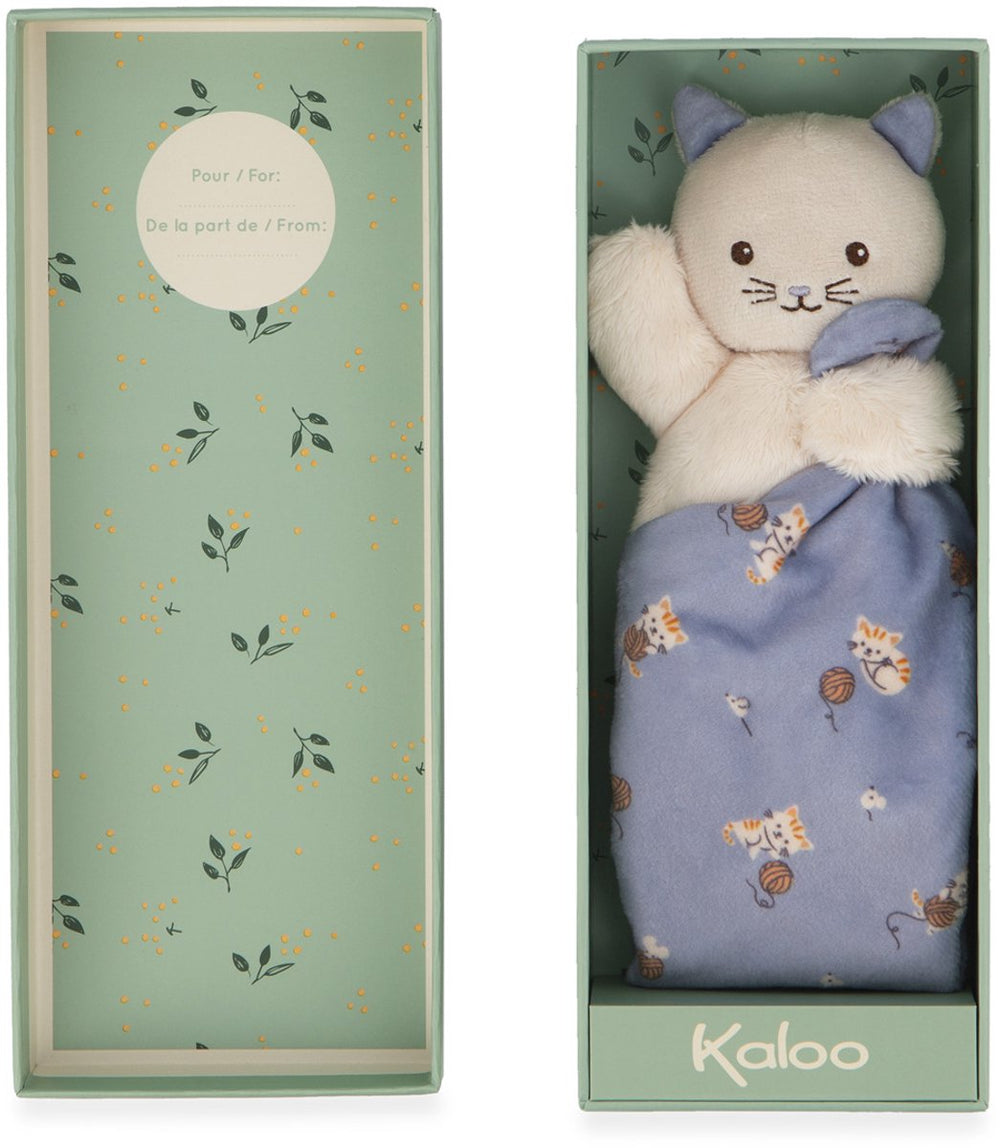 Kaloo - carre douceur - knuffeldoekje - kat - lila