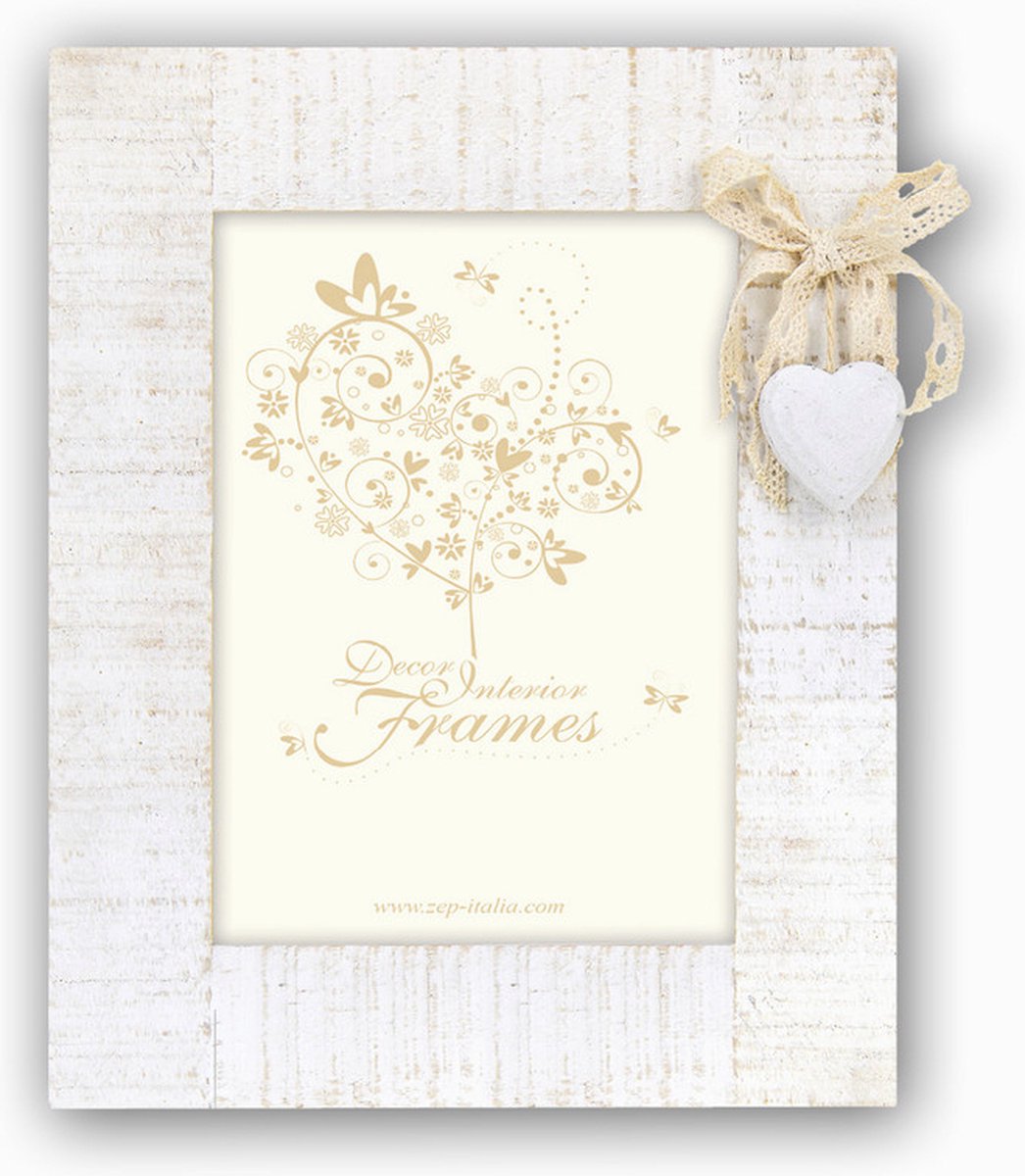 Zep - wooden driftwood photo frame Kati white with heart for photo 13x18 - tz7557