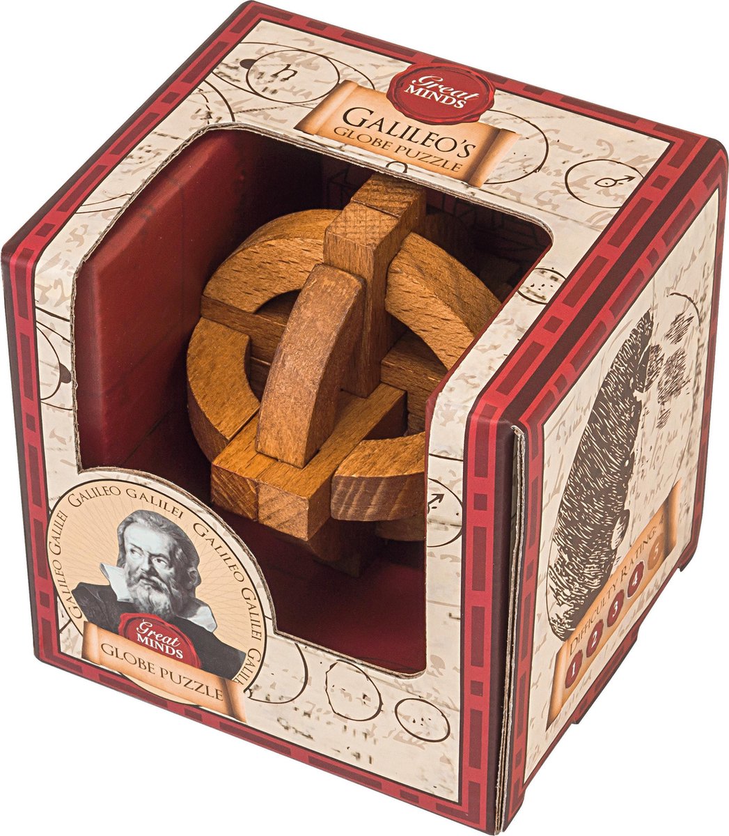Professor puzzle houten denkspel great minds galileo globe puzzel.