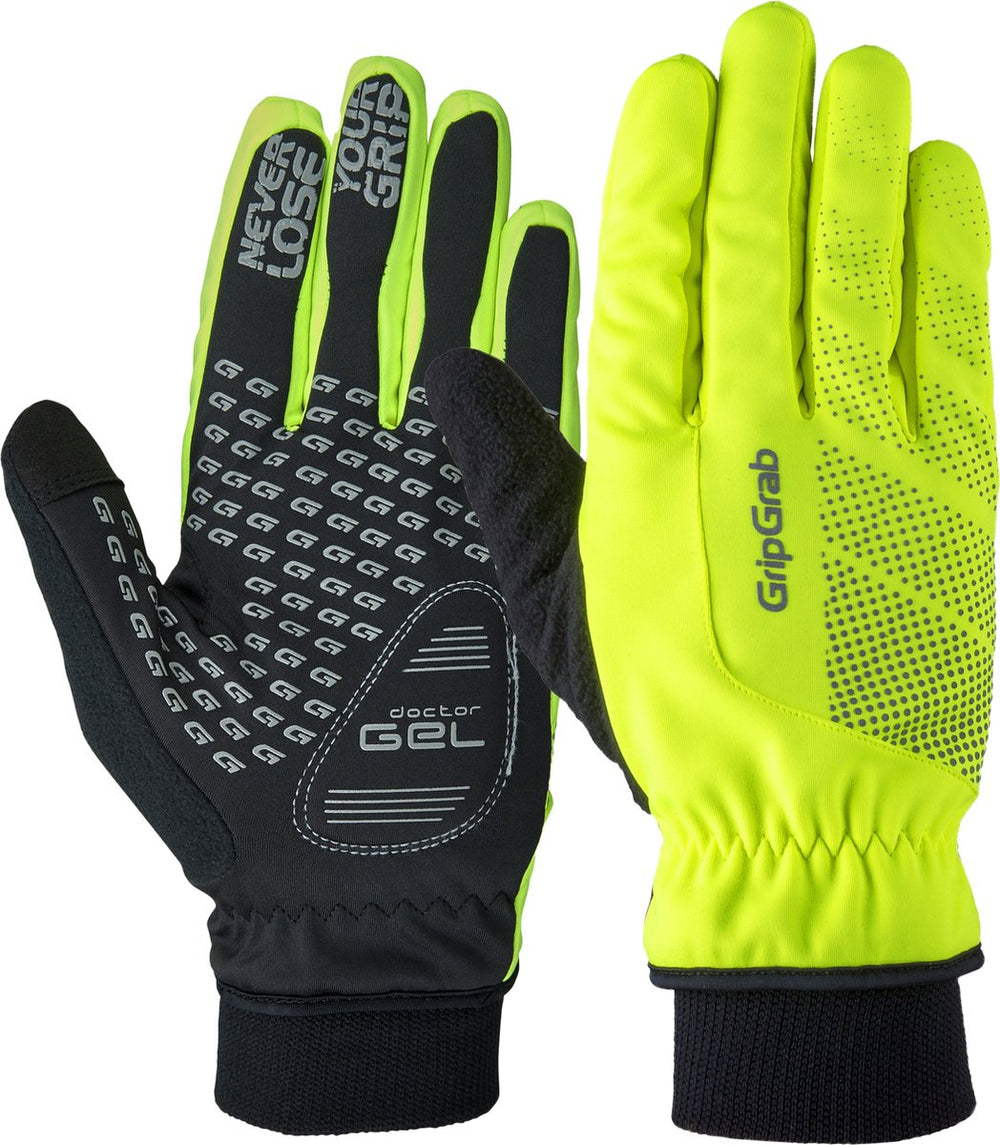 Gripgrab - ride hi-vis winddichte winter fietshandschoenen met padding gevoerde thermo wielerhandschoenen - geel hi-vis - unisex - maat xl