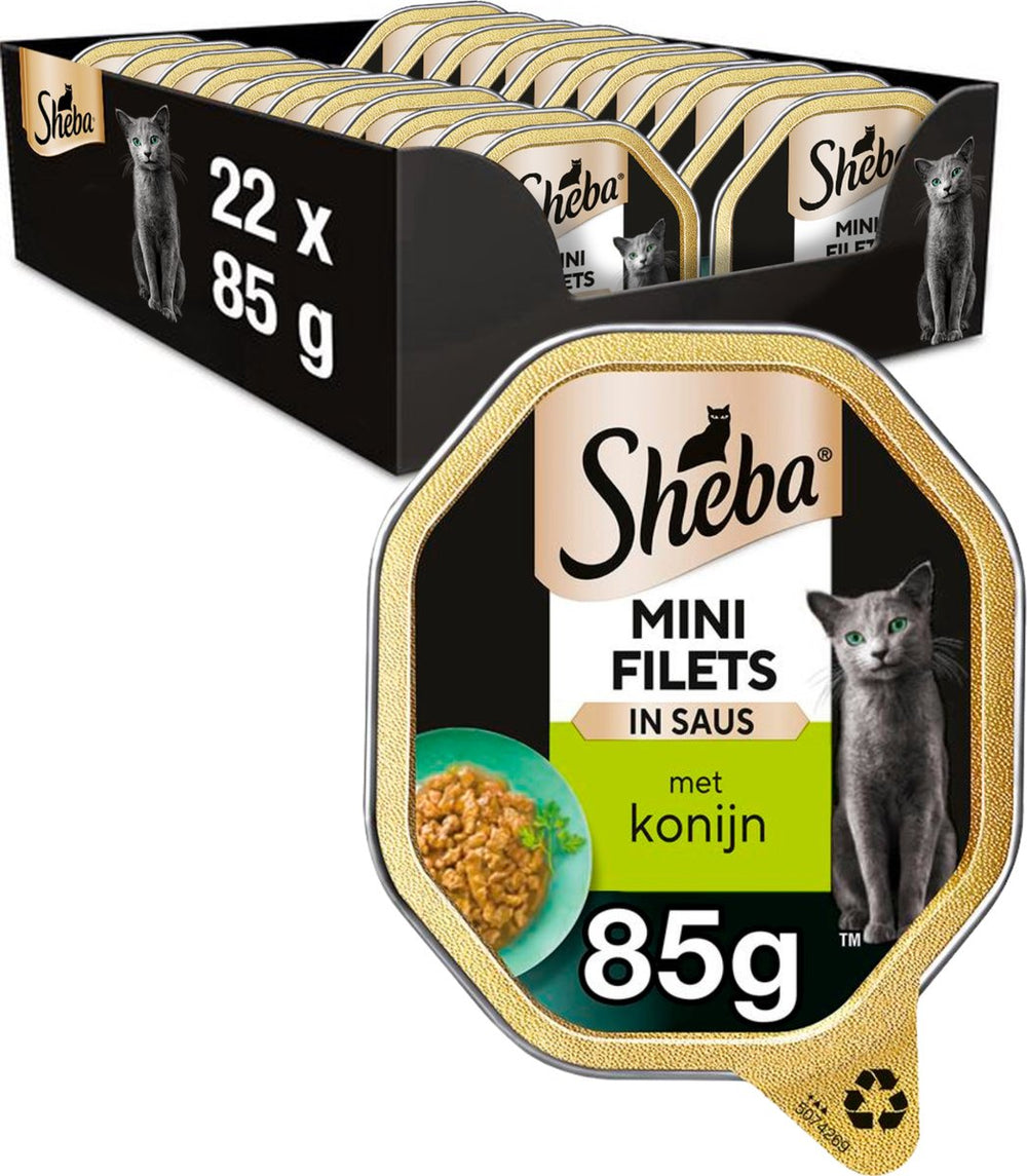 Sheba kattenvoer - mini filets - konijn in saus - kuipjes 22x85g