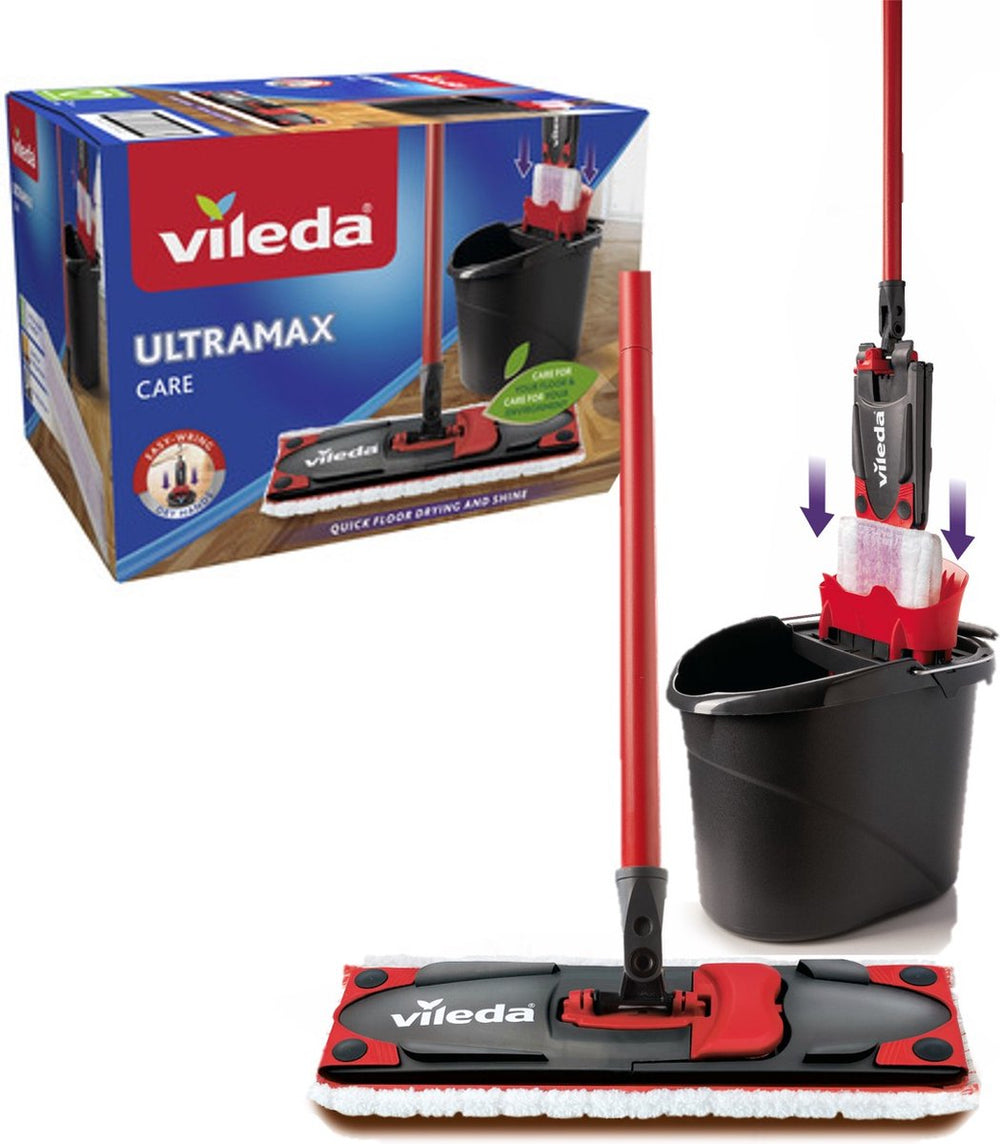 Vileda ultramax care dweilsysteem - complete vloerwisserset met emmer en pers - voor gevoelige vloeren