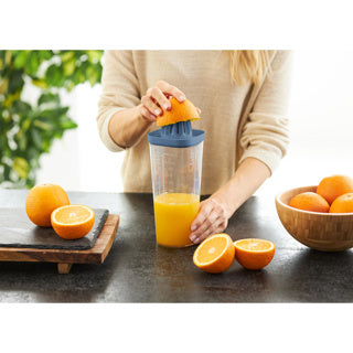 Rotho shaker met pers 1 l hok horizon blauw