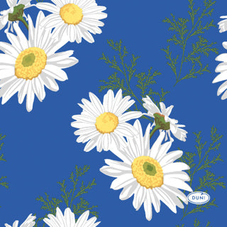 Duni servetten madeliefje blauw 24x24 cm
