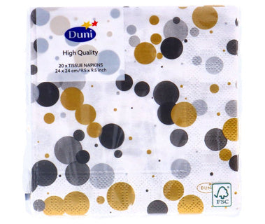 Servetten feestelijke bubbels zwart 24x24 cm