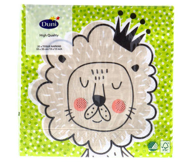 Servetten speelse leeuwenkoning 33x33 cm