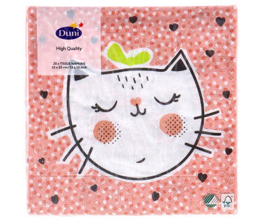 Servetten speelse kat 33x33 cm