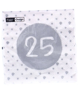Servetten 25e verjaardag 33x33 cm