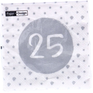 Servetten 25e verjaardag 33x33 cm