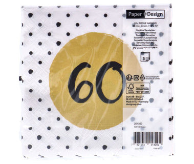Servetten 60e verjaardag 33x33 cm