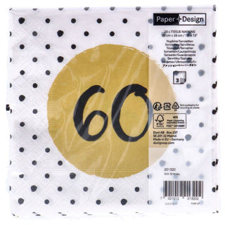 Servetten 60e verjaardag 33x33 cm