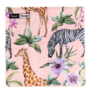 Servetten zebra's giraffen 33x33 cm