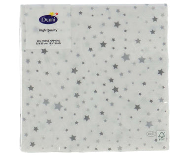 Duni servetten silver stardust 33 x 33 cm | 12 stuks