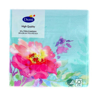 Duni servetten vloeiende bloemen 24x24 cm