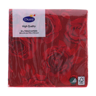 Duni servetten rijke rozen 24x24 cm
