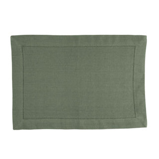 Linnen placemat indi legergroen 35 x 50 cm set van 4