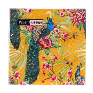 Duni servetten tropische pauw 24x24 cm