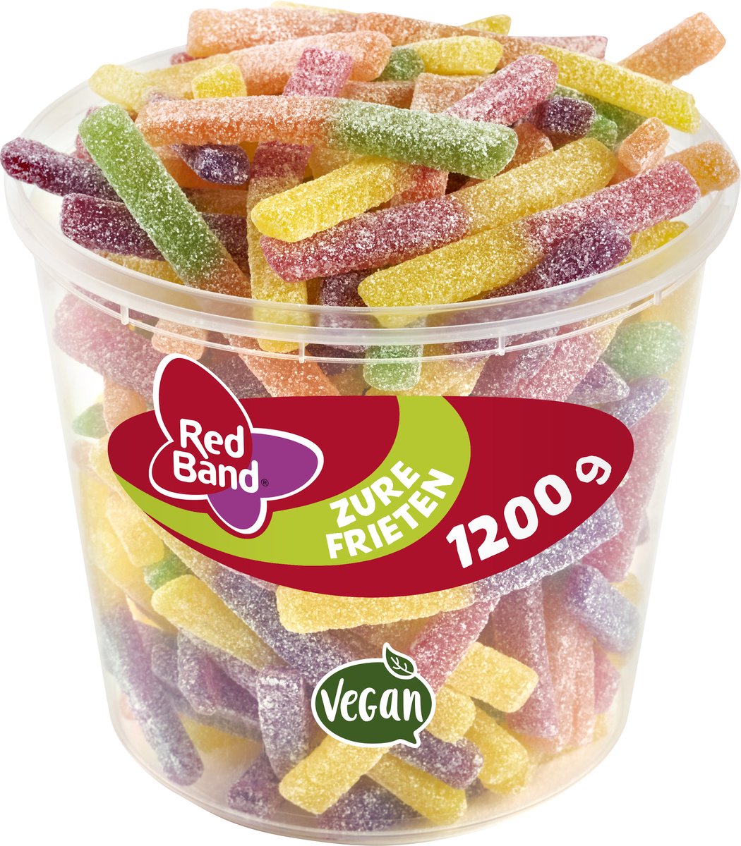 Red band zure frieten snoep - zure mix - silo 100 st