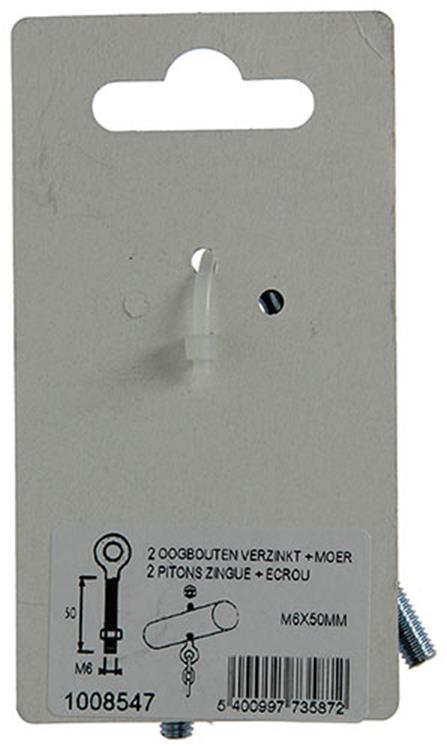 Mack 1008547 - 2 oogbouten + moer m6 x 50mm verzinkt | 10 stuks