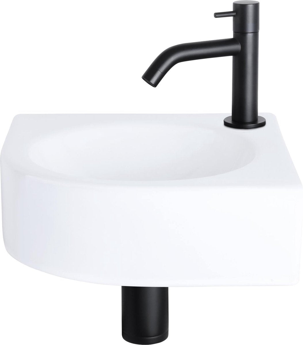 Differnz cleo fonteinset - keramiek - kraan gebogen mat zwart - 30 x 30 x 10 cm