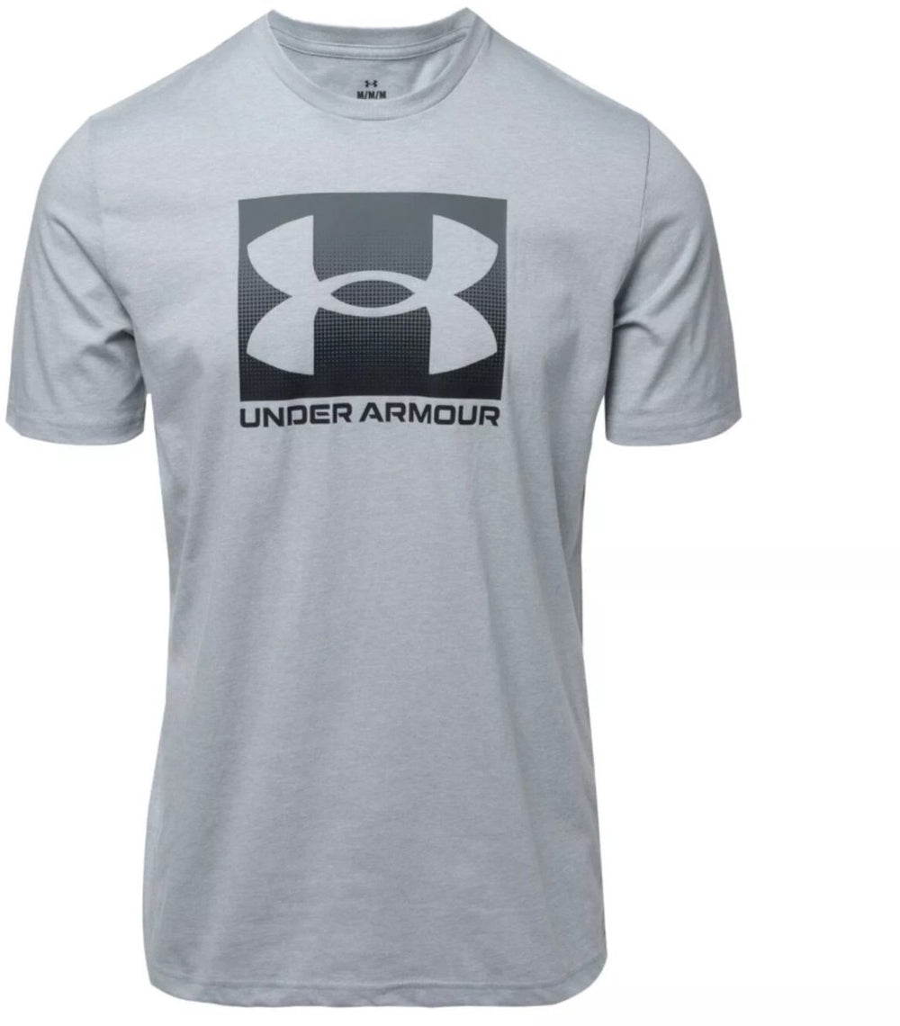 Under armour ua m boxed sports updated ss-gry heren sportshirt - mod grijs light heather - zwart