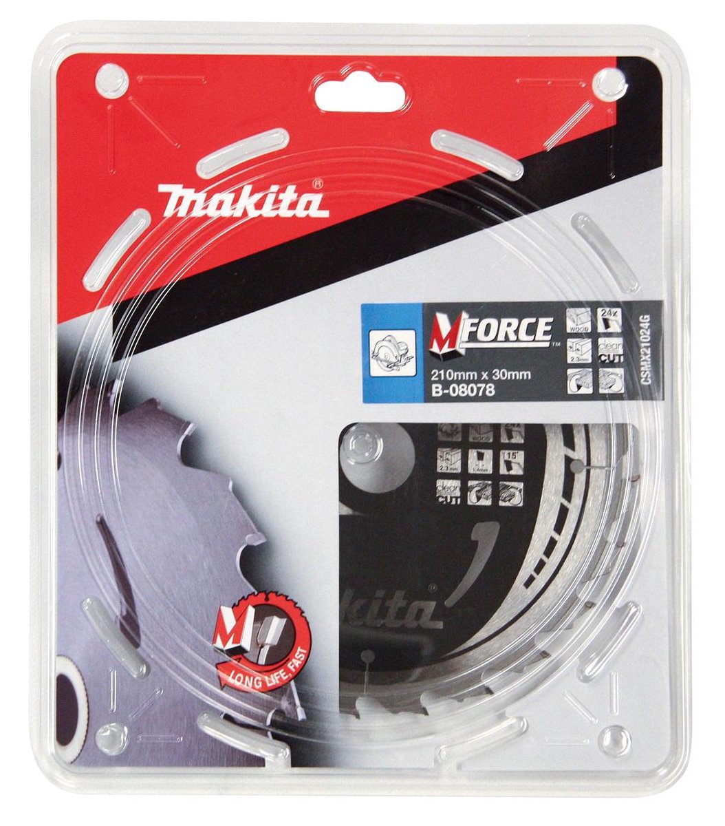 Makita cirkelzaagblad voor hout | mforce | ø 210mm asgat 30mm 24t - b-08078