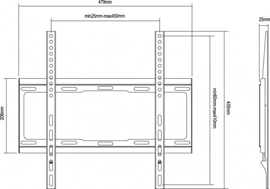 Equip 650310 vaste tv-muurbeugel [1x, 40 kg, 32-55, 200x200 mm, 400x400 mm, zwart]