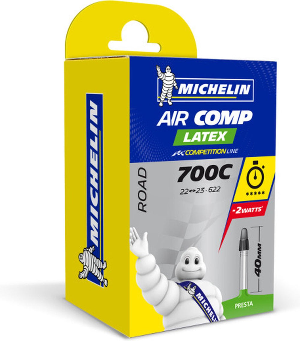 Michelin binnenband 28” – aircomp latex a1 – frans (presta) ventiel – ventiellengte: 40mm – etrto-maat: 22 23-622