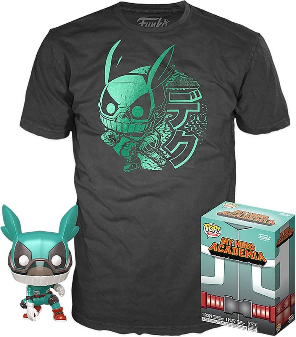 Funko my hero academia - pop! tee box deku verzamelfiguur t-shirt set - s - zwart
