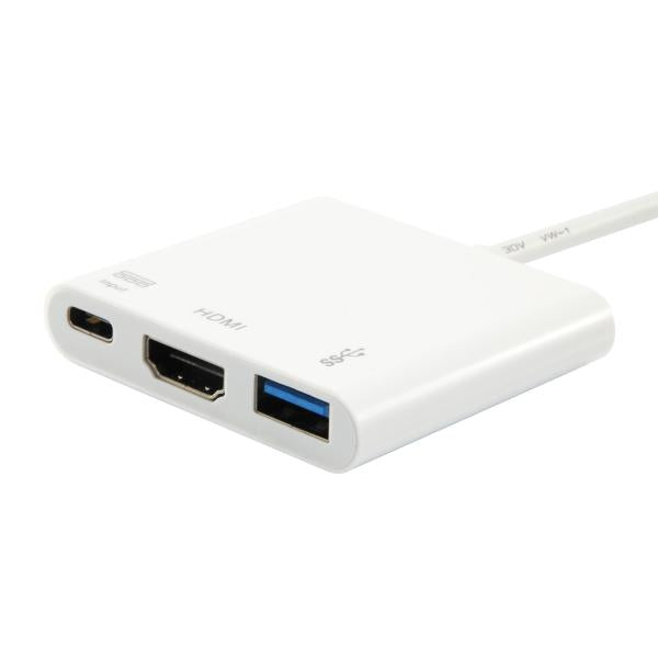 Equip 133461 USB type C naar HDMI vrouwelijk USB A vrouwelijk PD-adapter, 4K, plastic, 15 cm, wit