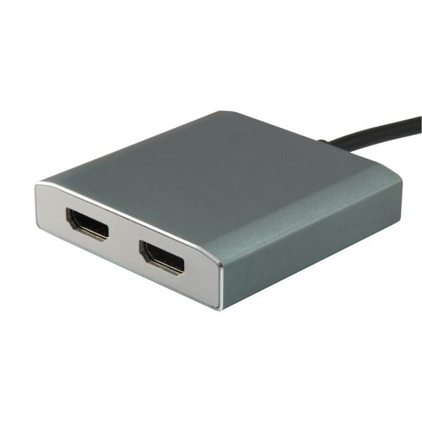 Equip 133464 USB type C naar 2x HDMI vrouwelijke adapter, 2160p@30 Hz, USB3.1 gen1, grijs