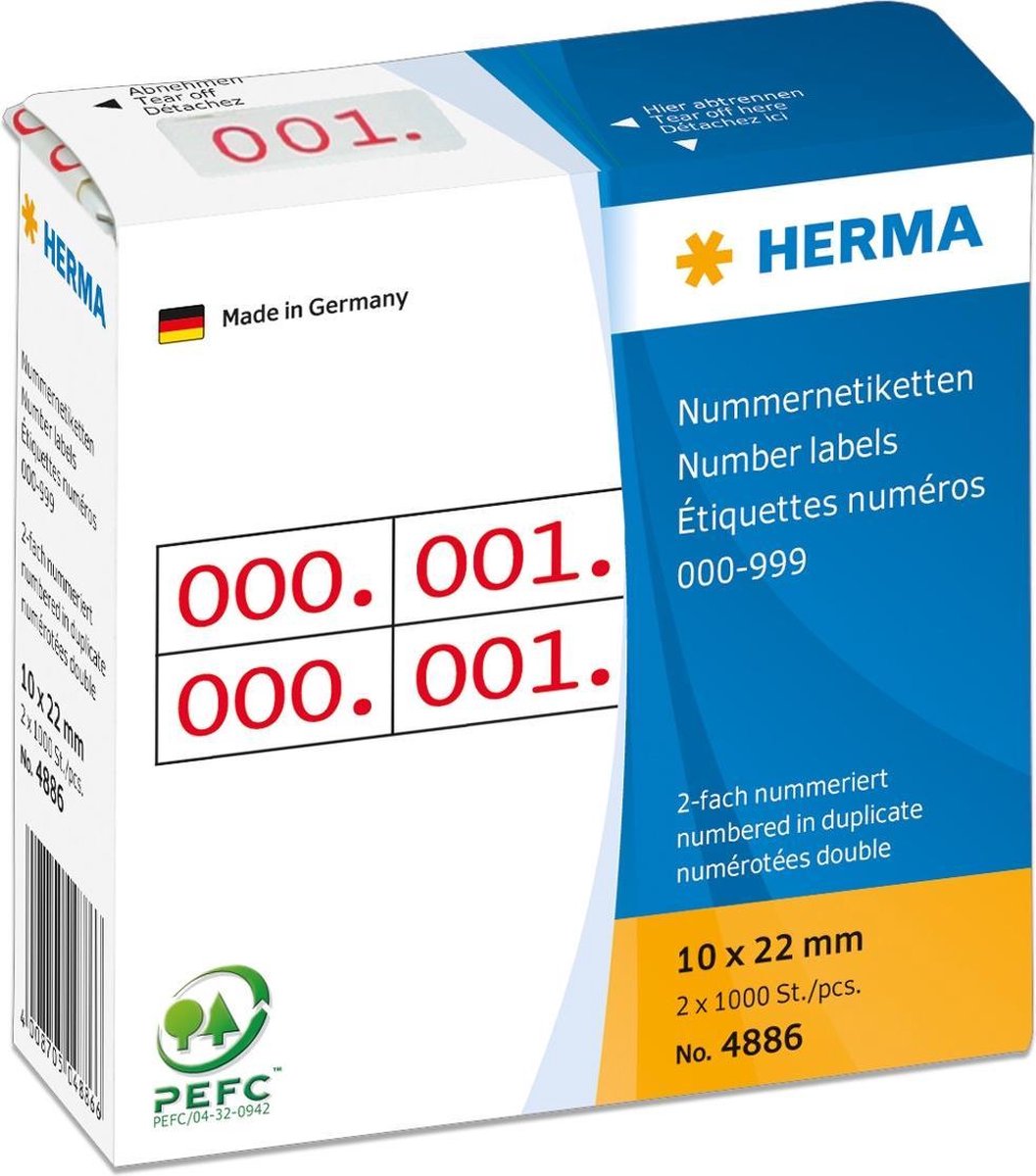 Herma 4886 nummer etik. 10x22 mm rood